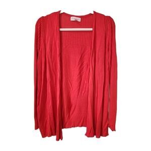 Philosophy Cardigan Sweater Womens size L Coral Open Front Casual Long Sleeve